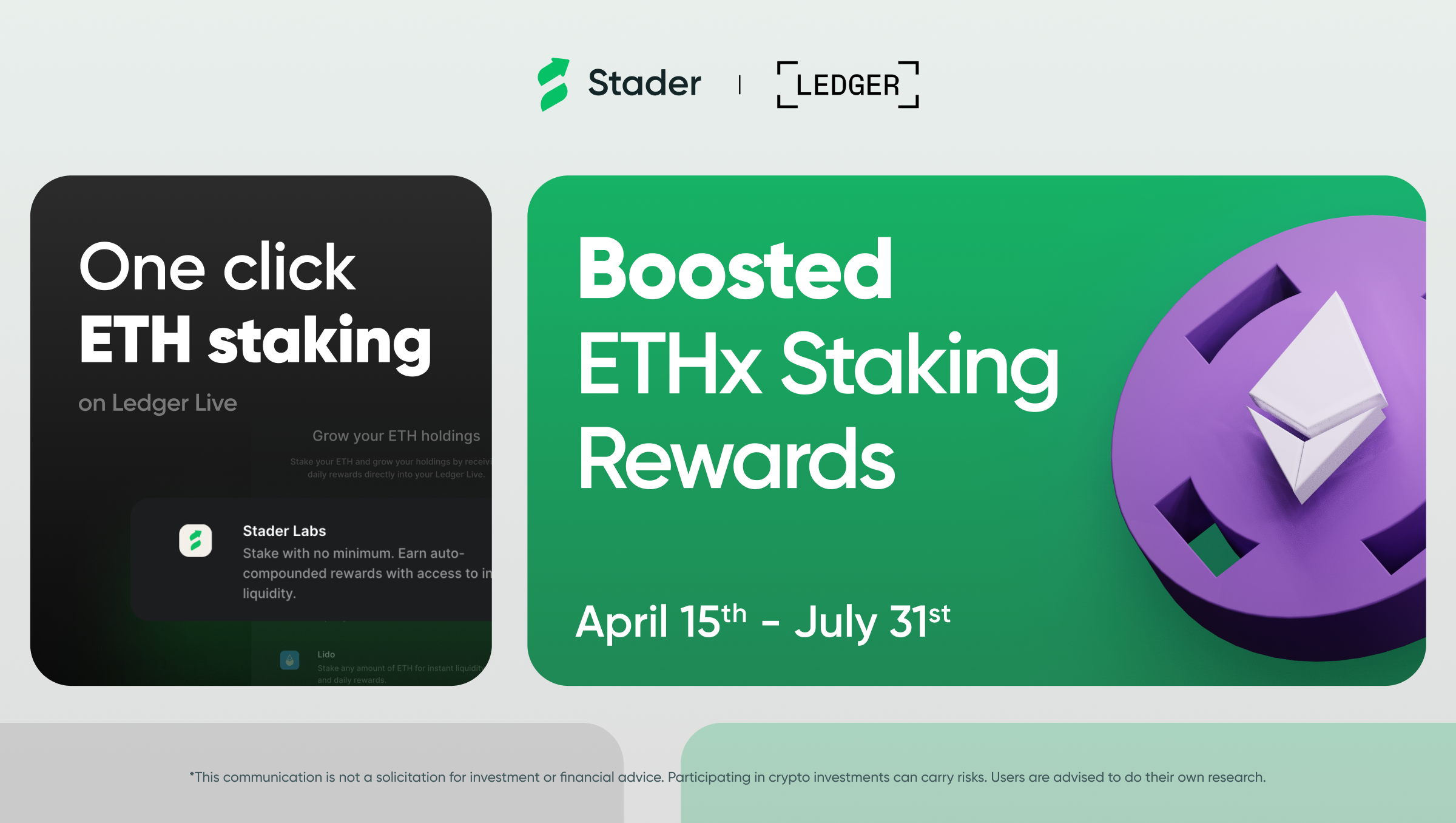 Get highest boosted ETH staking rewards with ETHx & Ledger Live.